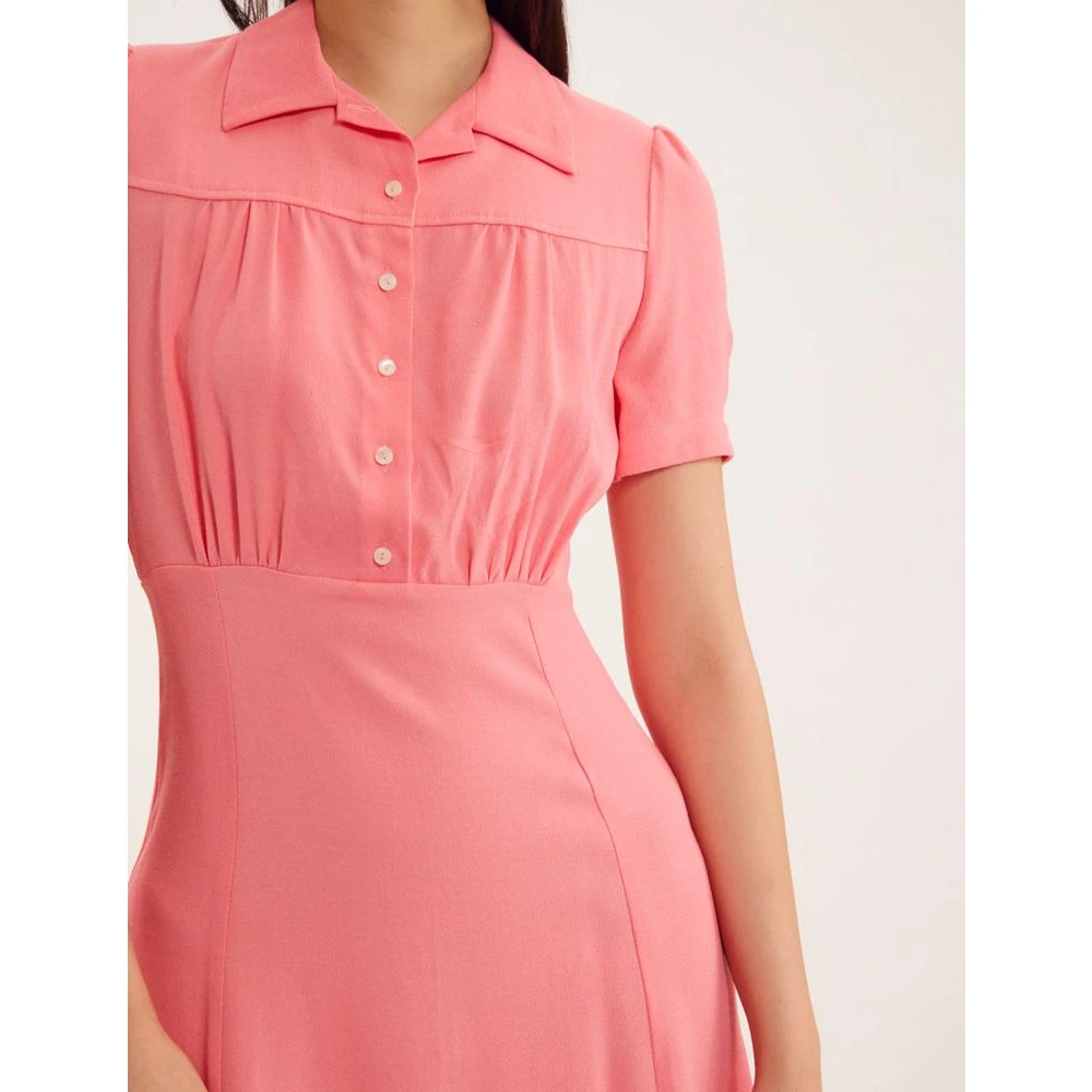 Ines De La Fressange Paris Roze Viscose Crepe Zomerjurk Pink Dames