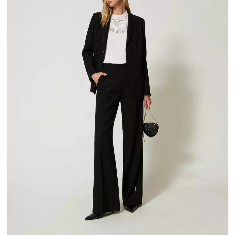 Twinset Bloemen Geborduurde Crepe Blouse White Dames