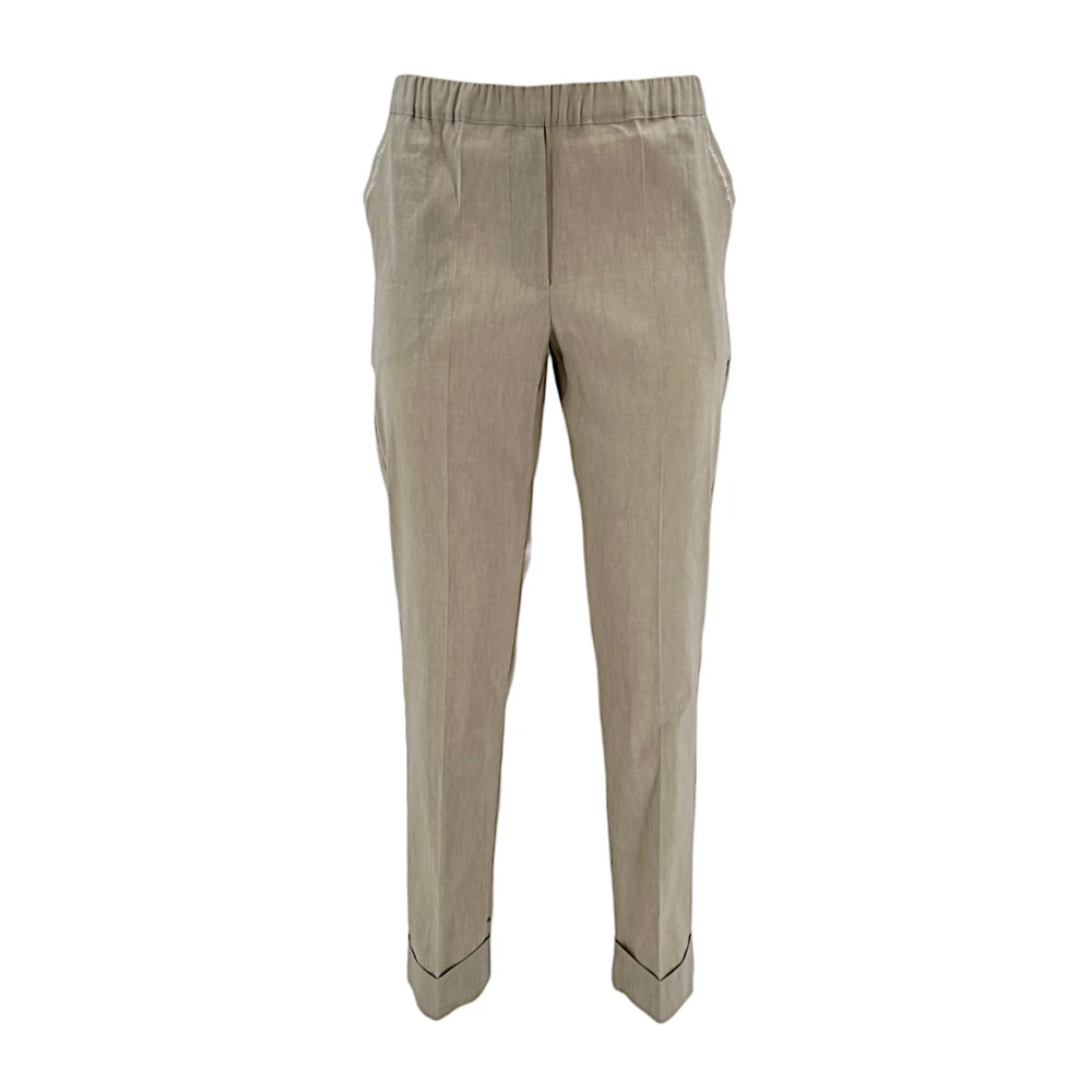 D.Exterior Linnen broek met Lurex-details Beige Dames