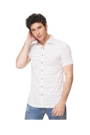 Short-sleeved shirt with small floral patterns