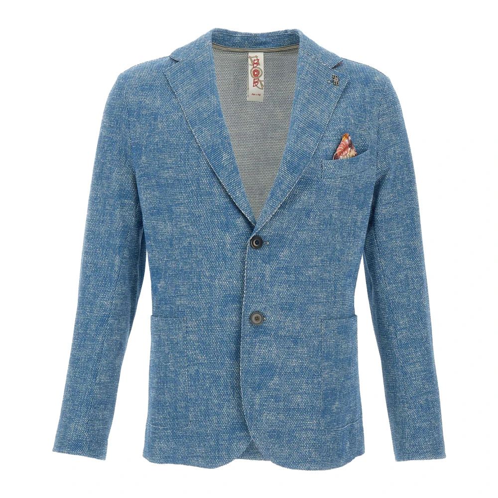 BOB Turquoise Blazer met Honingraat Weefsel Blue Heren