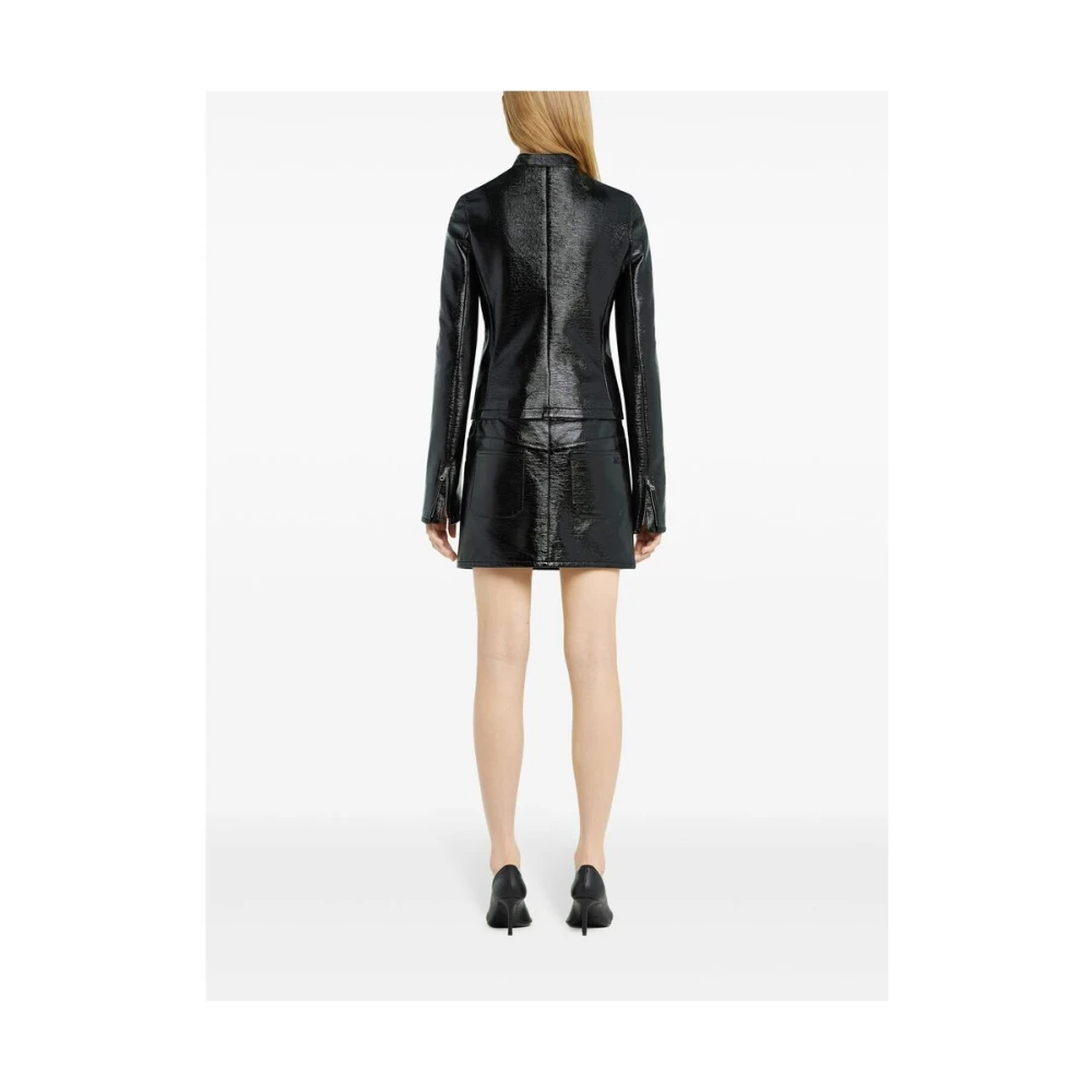Courrèges Zwart rits buitenkleding met logo borduurwerk Black Dames