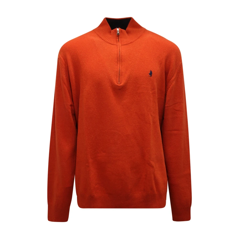 Mcs Men's Orange Maglione Mid-Zip Wool Blend Jumper - Turtlenecks - 2XL - Knitwear