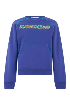 Sweatshirt med rund hals och text