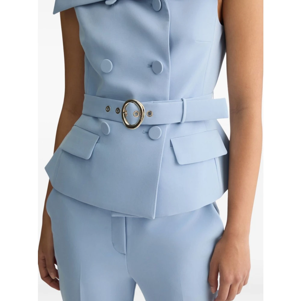Liu Jo Blauwe Double-Breasted Jas met Riem Blue Dames