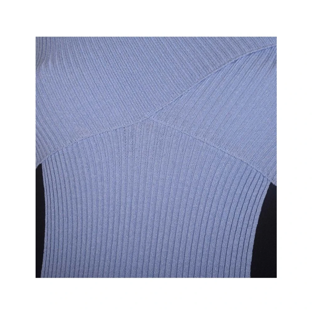 pinko Midi Gebreide Jurk Geribbelde Textuur Blue Dames