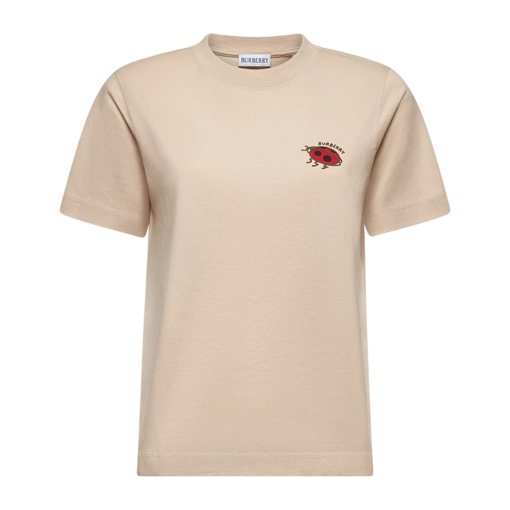 Burberry Lieveheersbeestje Logo Katoenen Crew Neck T-shirt Beige Dames
