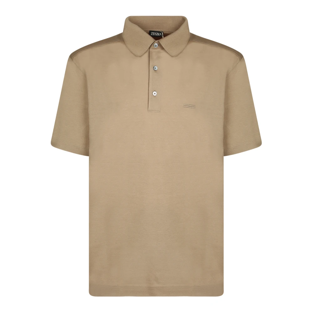 Zegna Men's Beige Cotton Piqué Polo Shirt - Polo Shirts - L - Tops