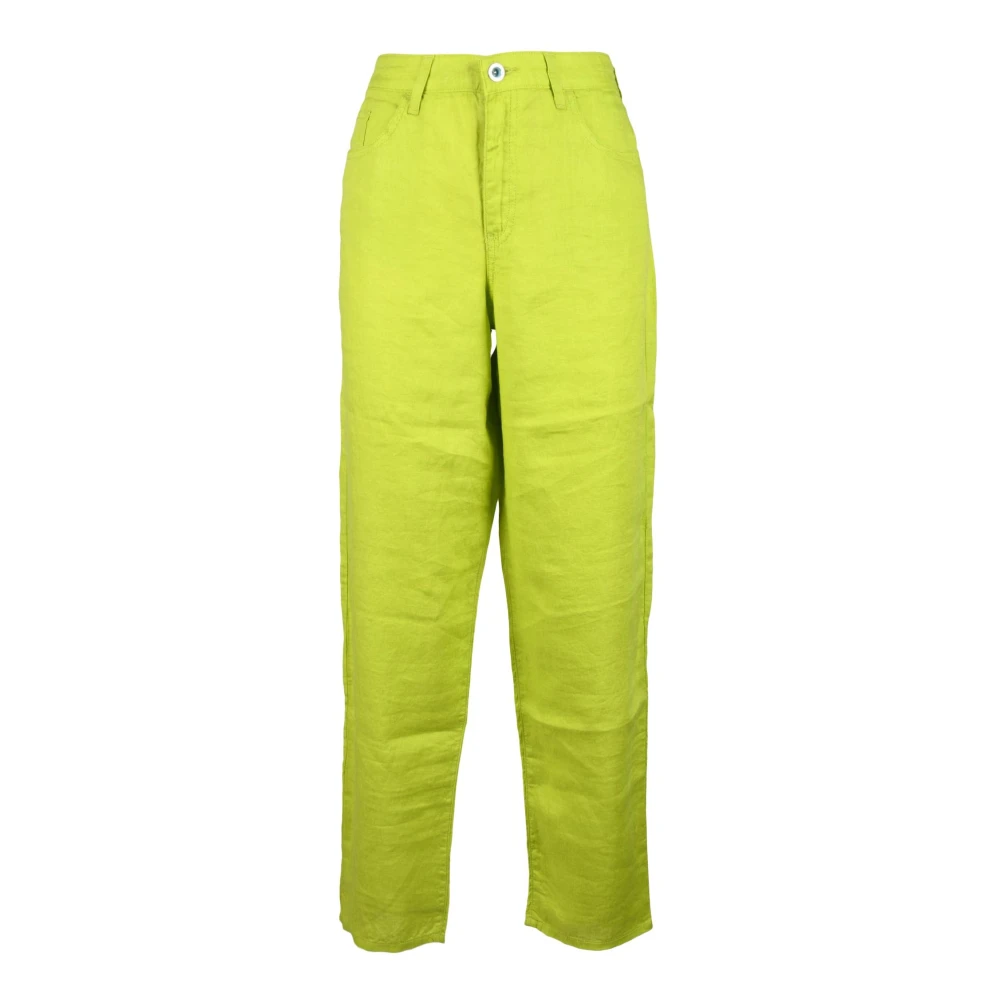 Emporio Armani Linnen Casual Broek Pink Dames