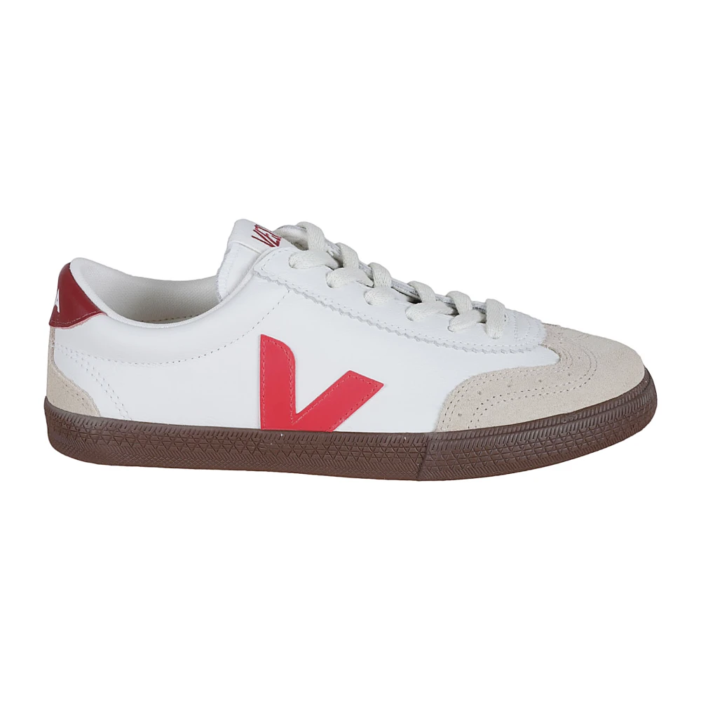 Veja Witte leren sneakers met suède details Dames Schoenen Veelkleurig Multicolor