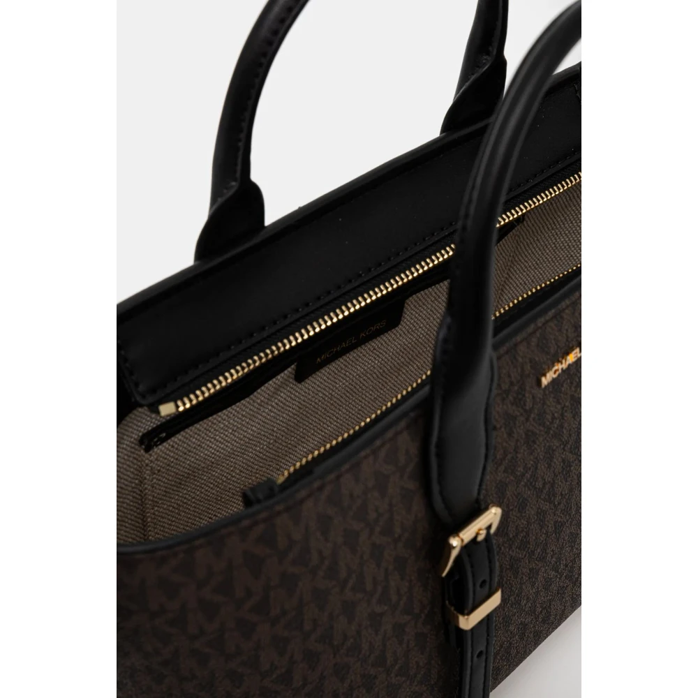 Michael Kors Leren Crossbody Tas Moore Brown Dames
