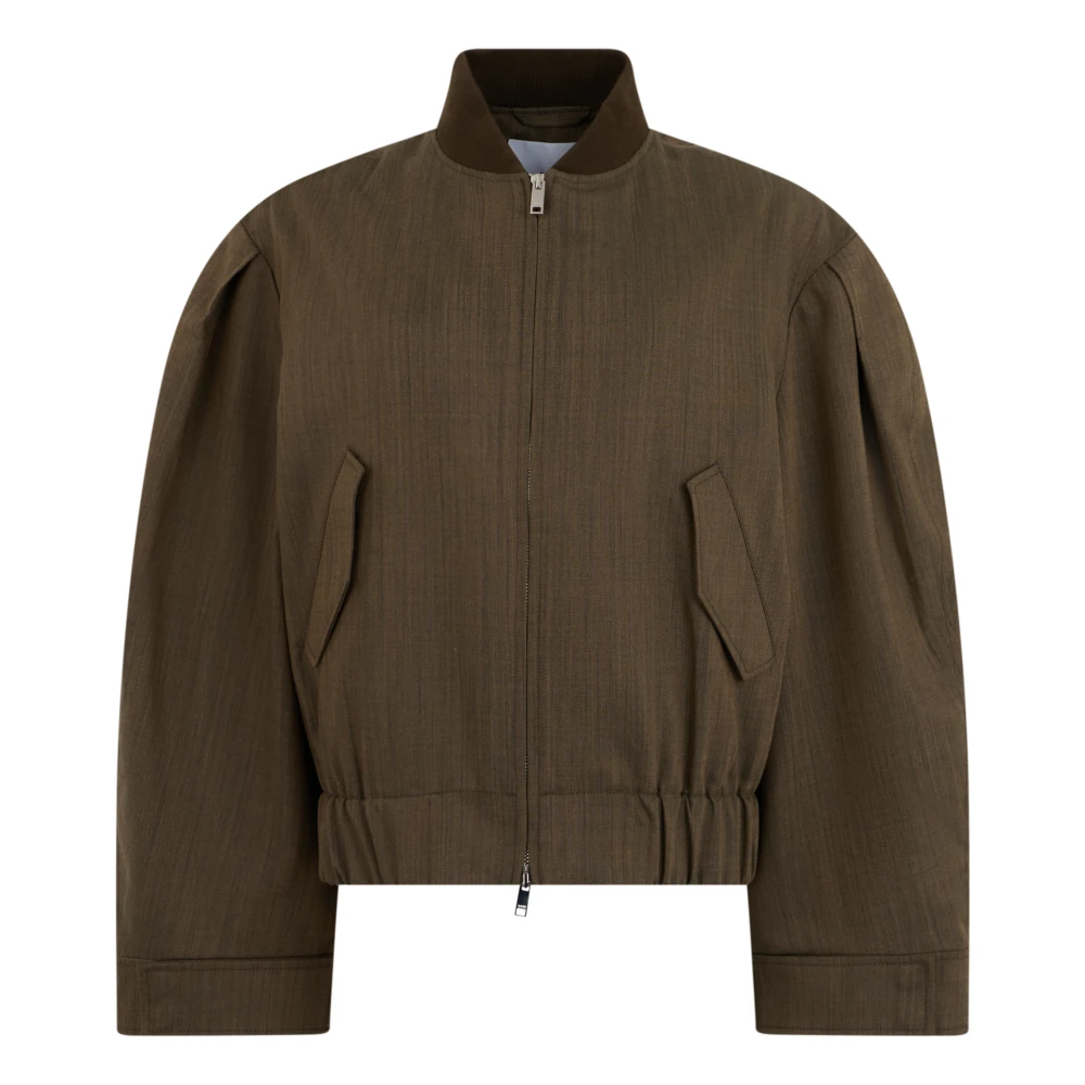 Ganni Light Wool Melange Boxy Jacket - Frau Jacken Brown Fr - 36 - Immagine 3