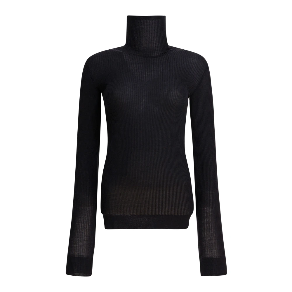 Lemaire Kvinno Svart Stickade Tröjor Dam, M, Seamless High Neck Top