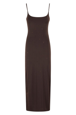 brown-bodycon-dress-with-rhinestones