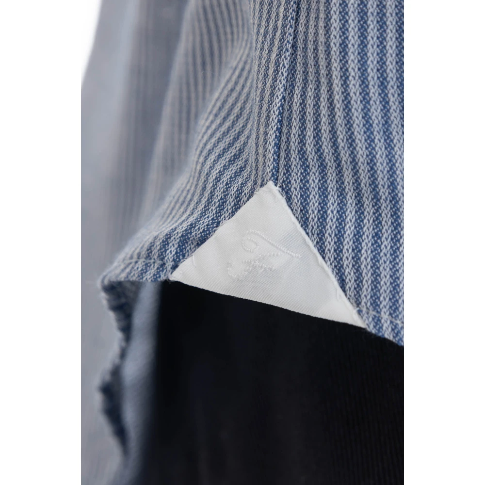 Finamore Egyptisch Katoen Jacquard Overhemd Blue Heren