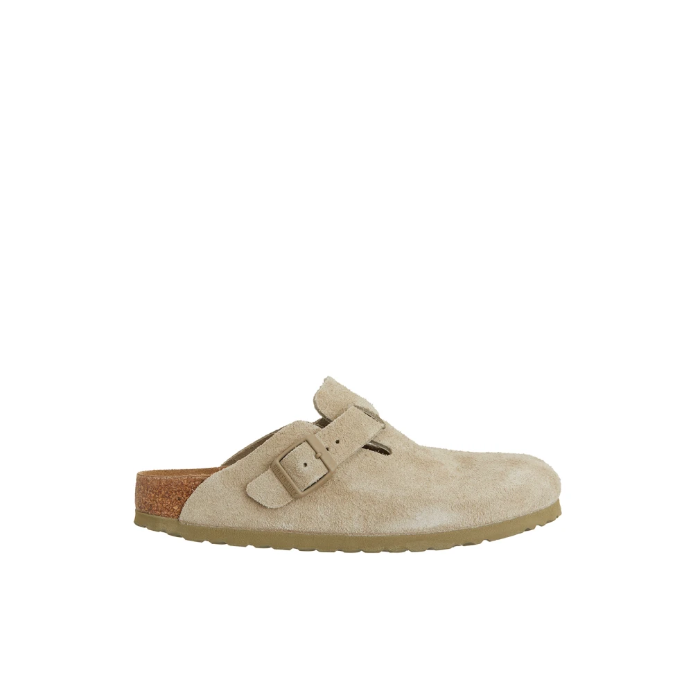 Birkenstock Khaki Boston Faded Sandaler Beige, Dam