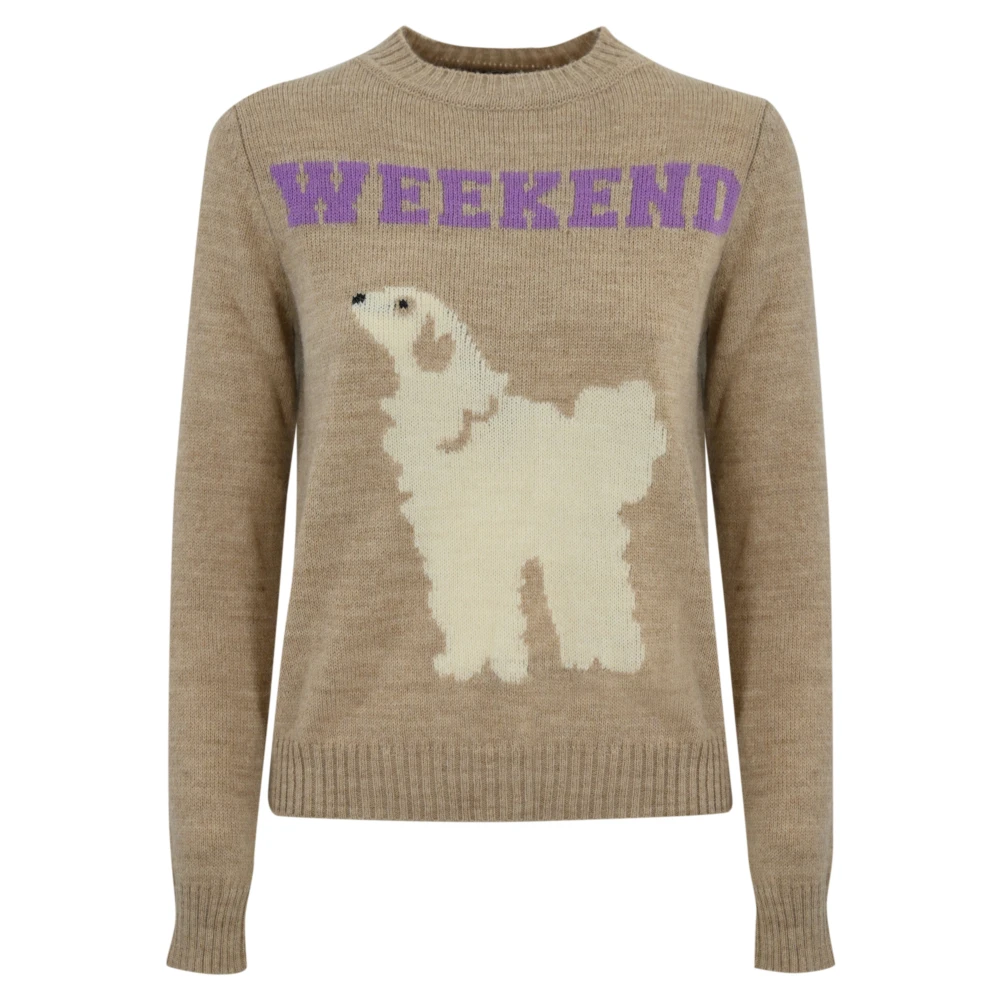 Max Mara Weekend Hond Ontwerp Trui Beige Dames