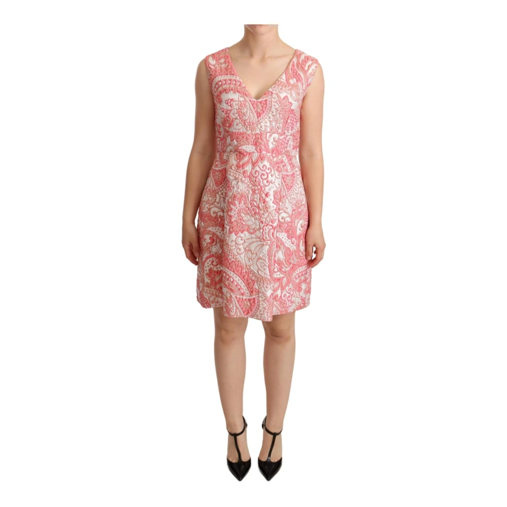Dolce & Gabbana Pre-owned Pink Floral Jacquard Pleated Sheath Dress Pink, Dam