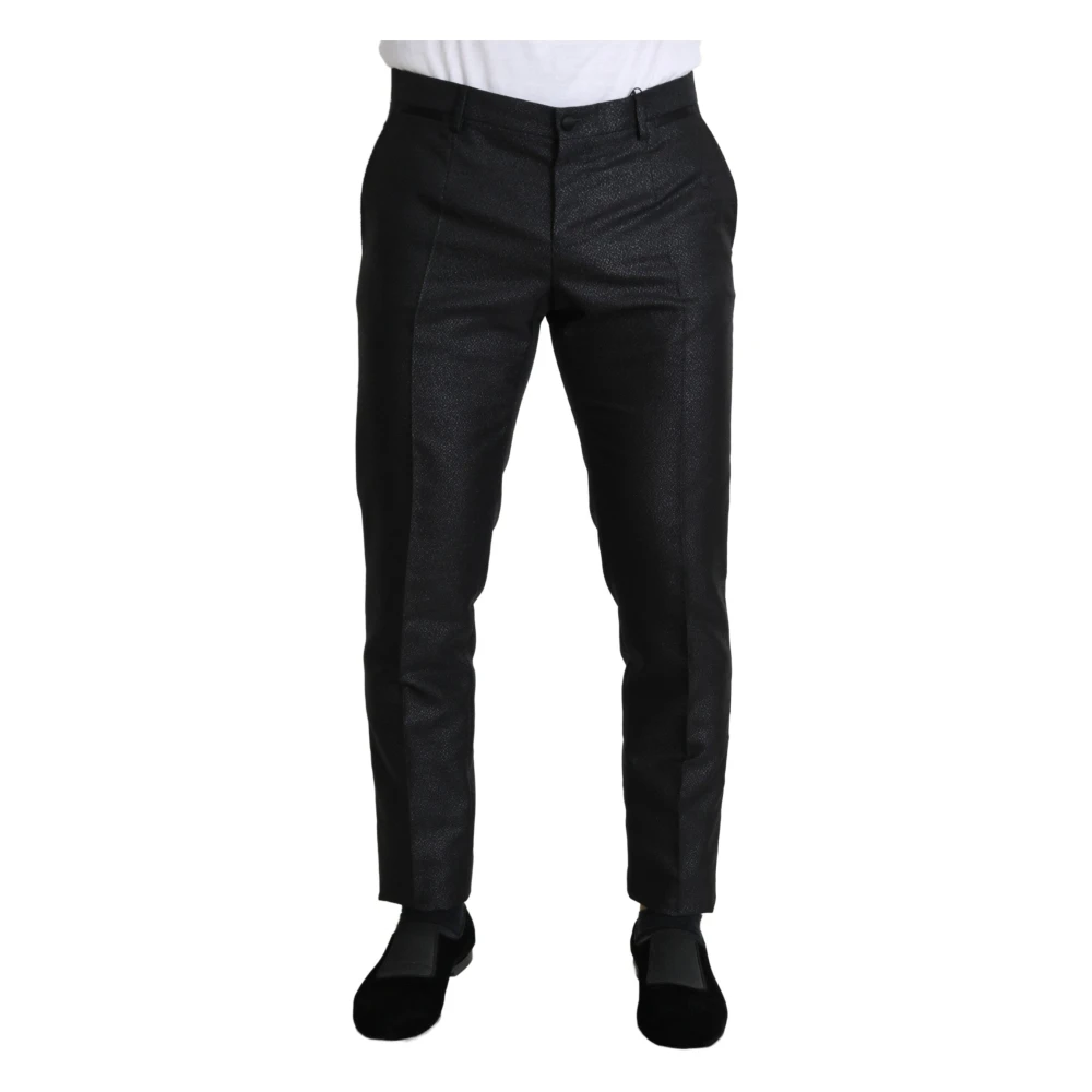 Dolce & Gabbana Men's Black Straight Trousers, L, Metallic Skinny Trouser Dress
