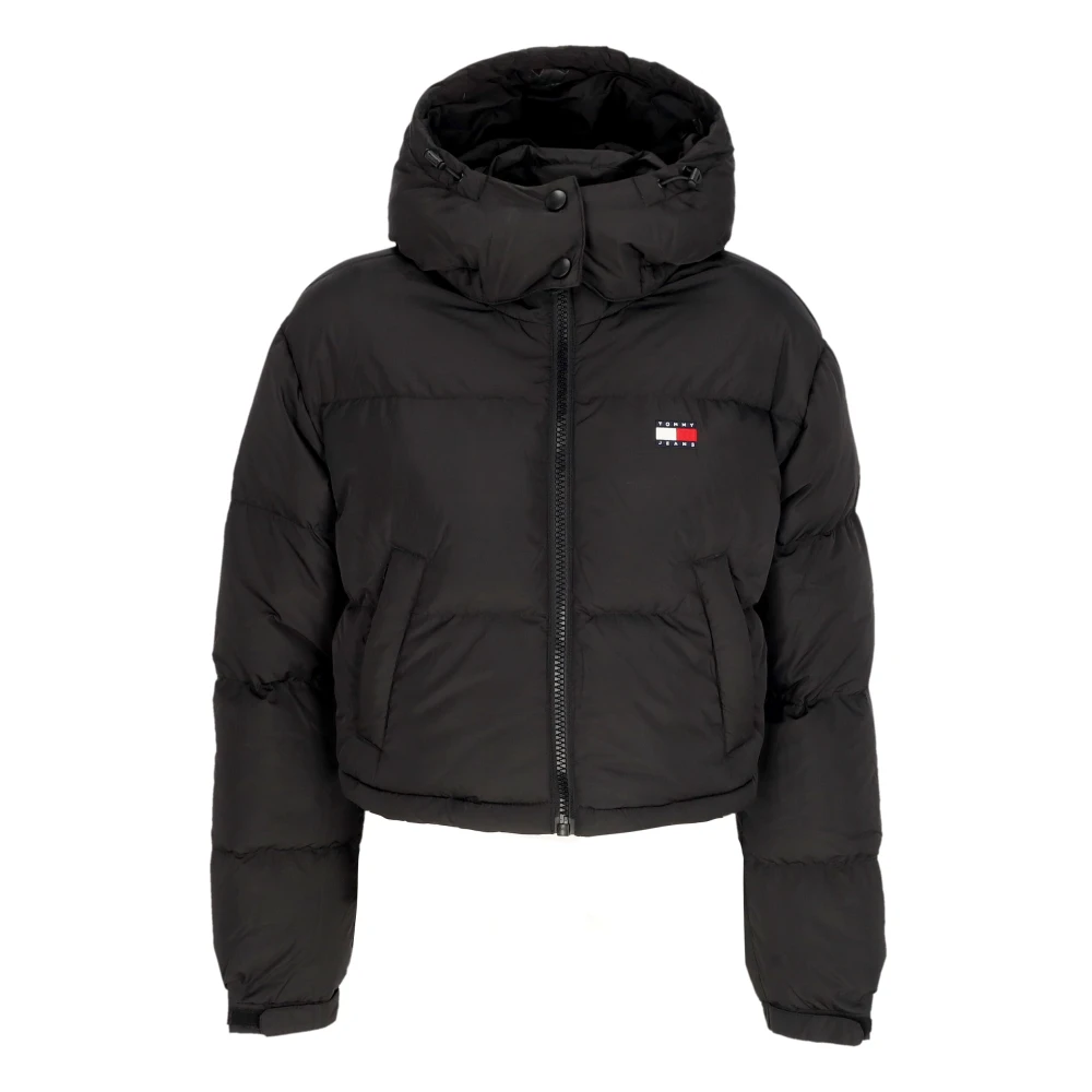 Tommy Hilfiger Zwarte Pufferjas met hoge kraag Black Dames