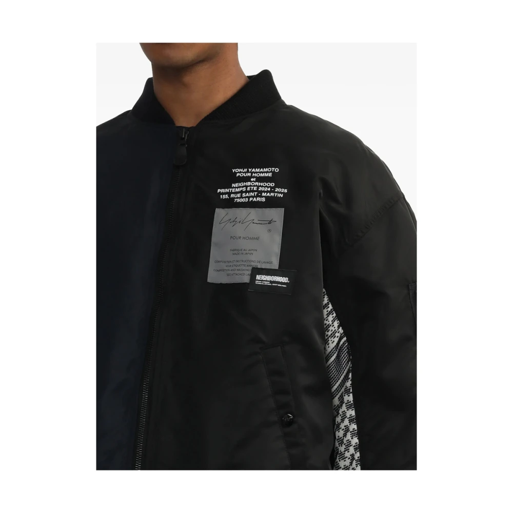 Yohji Yamamoto Zwarte Grafische Print Ritsjas Black Heren