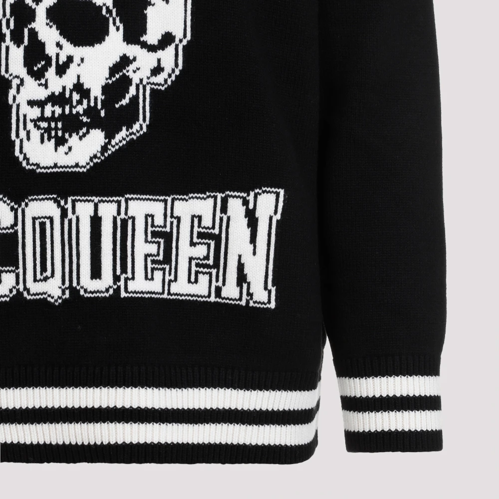 alexander mcqueen Zwarte Logo Wollen Trui Aw23 Black Heren