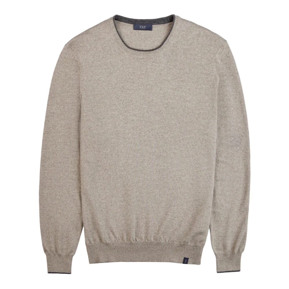 Fay Beige Wollen Trui met Patches Beige Heren