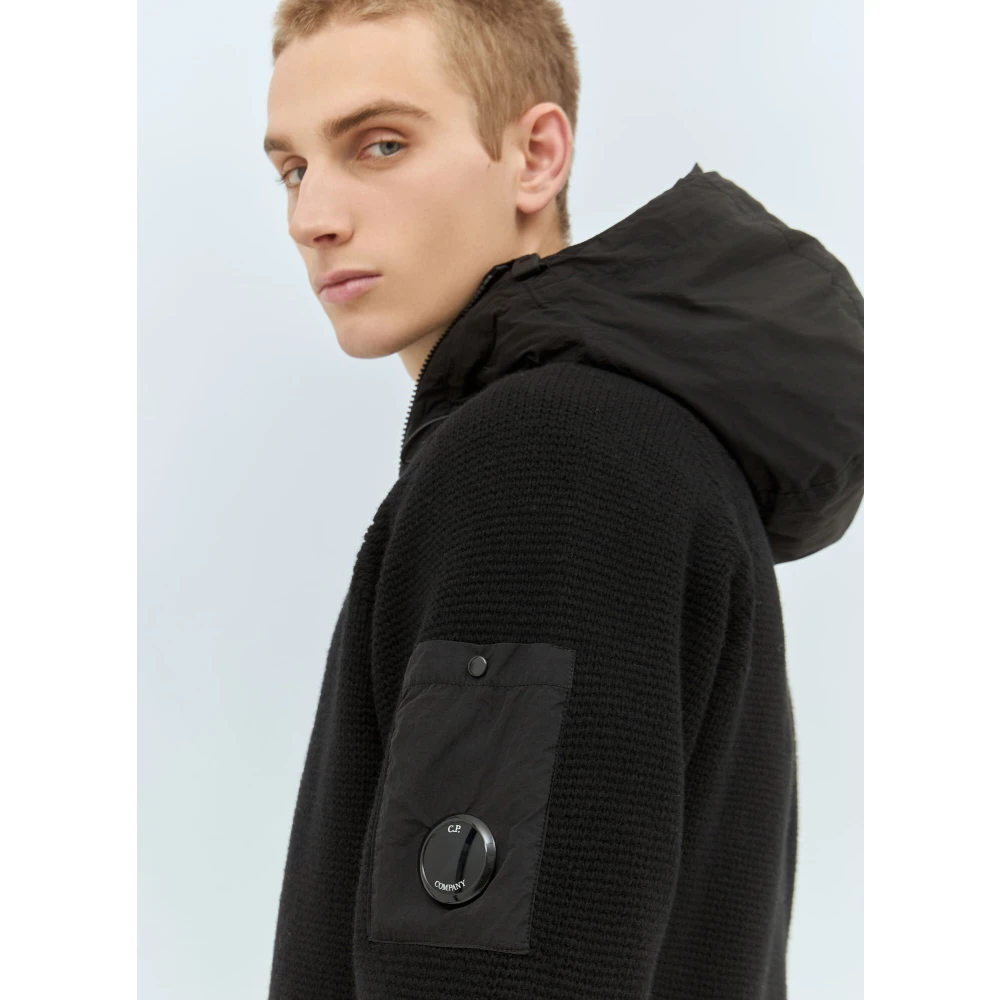C.P. Company Gebreide cardigan met capuchon Black Heren