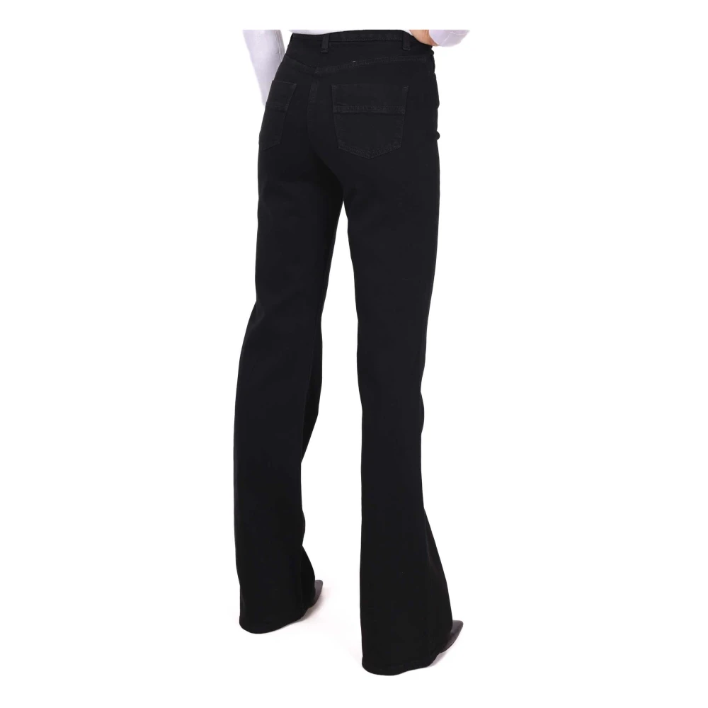 Elisabetta Franchi Flared Bull Denim Jeans in Zwart Black Dames