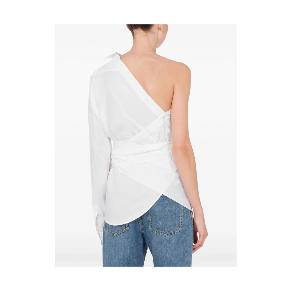 Moschino Witte Asymmetrische Blouse met Knoopsluiting White Dames