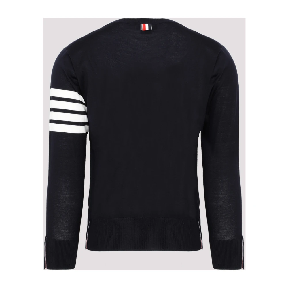 Thom Browne Blauwe Sweater 4-bar Pullover Blue Heren