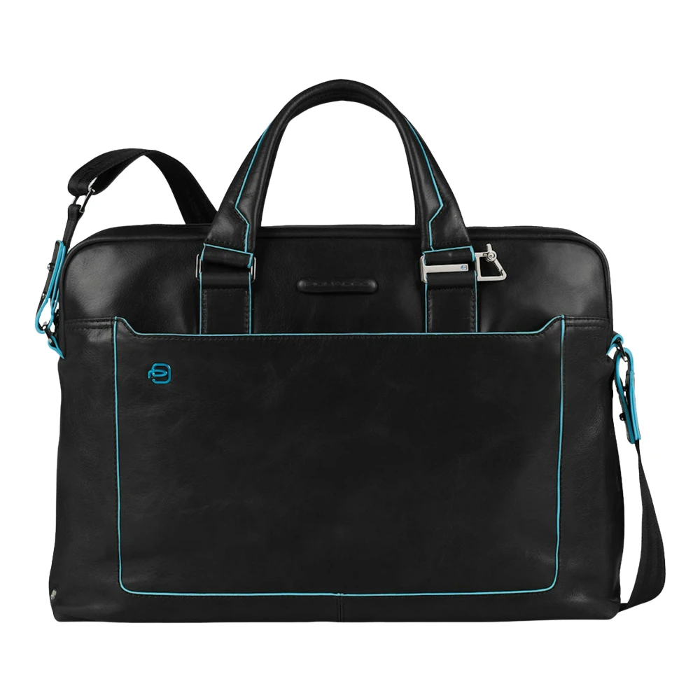 Piquadro Unisex Black Personalizable Laptop Bag 14" - Laptop Bags & Cases - One Size - Bags