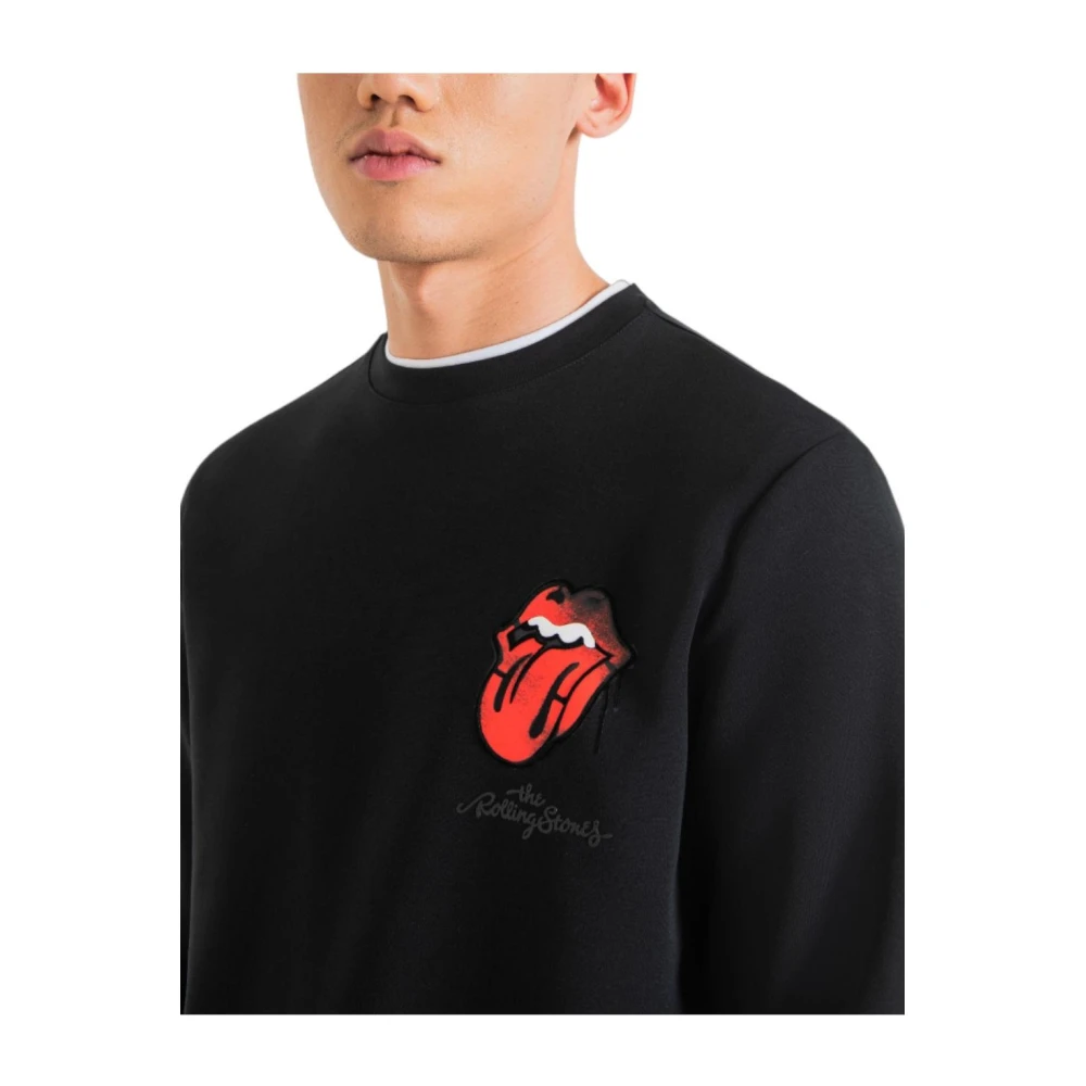 Antony Morato Moderne Urban Sweatshirt met Rolling Stones Logo Black Heren