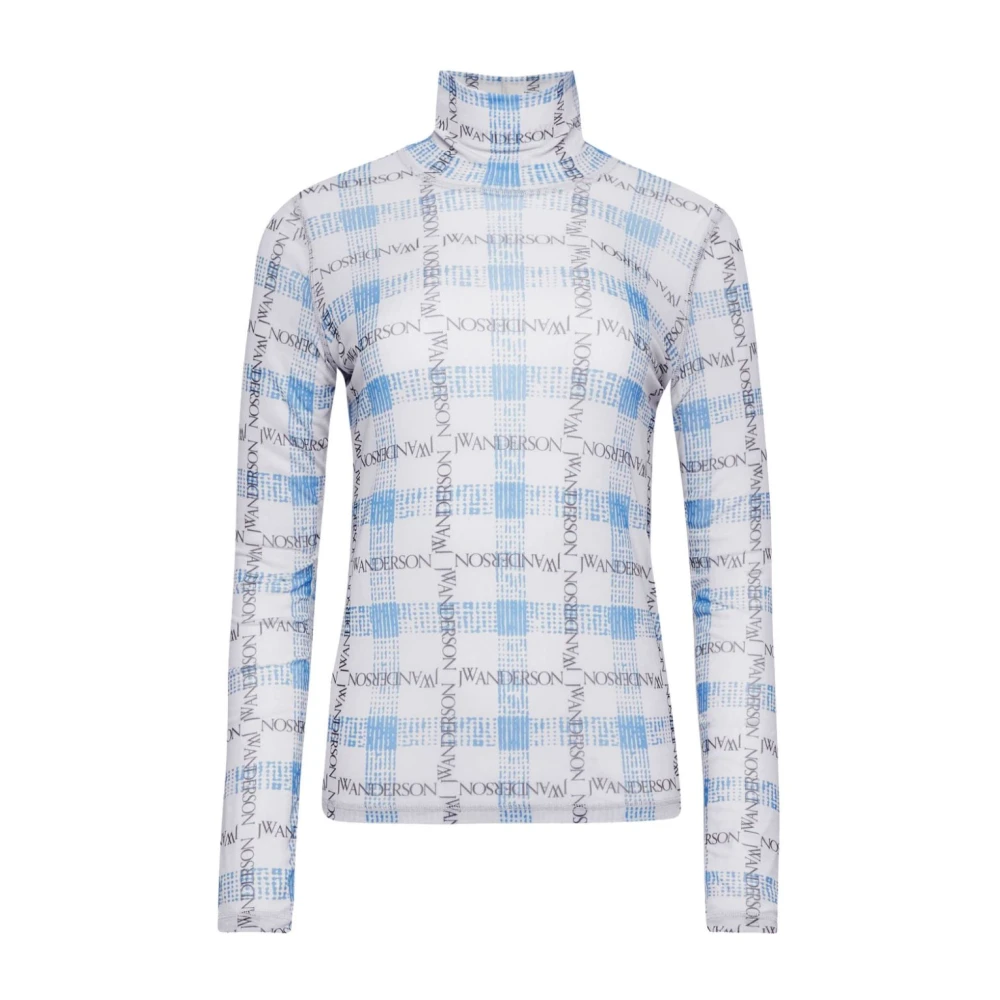 JW Anderson Logo Weave Mock Neck Top White Dames