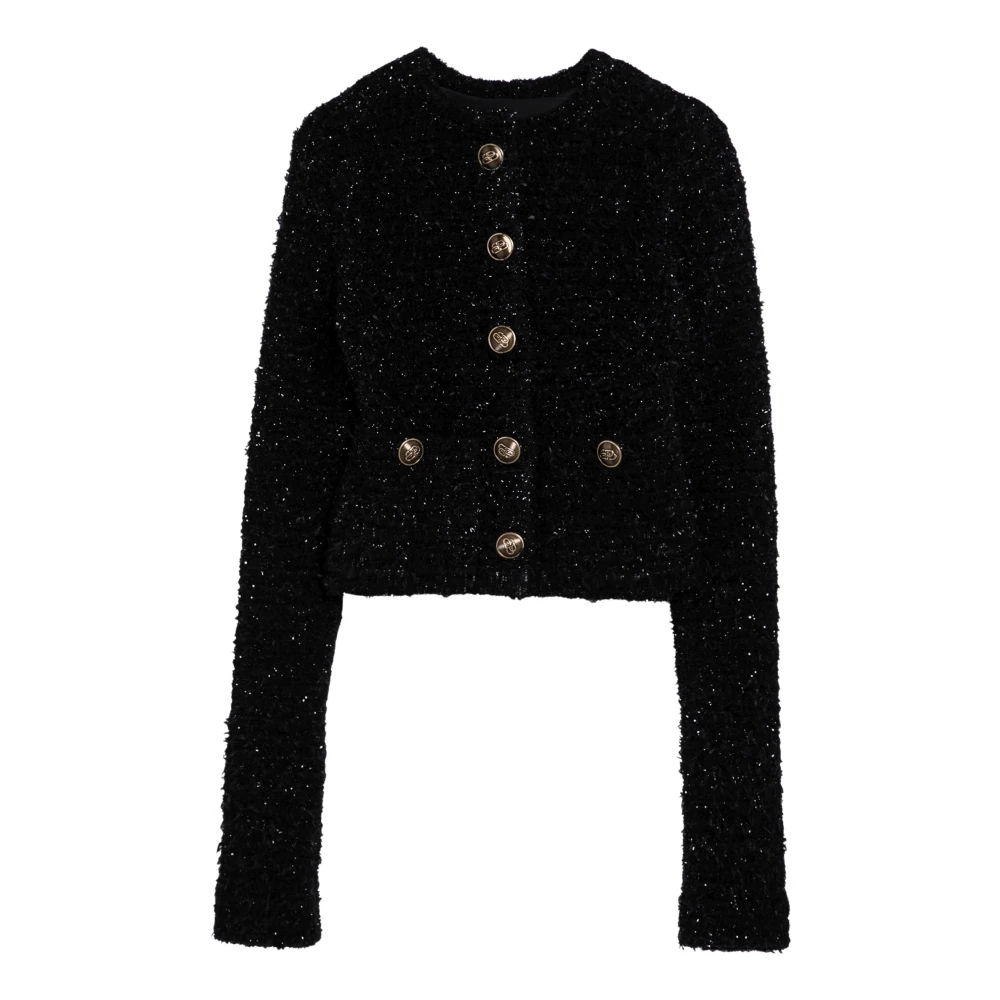 Balenciaga Korte Cardigan Trui Black Dames