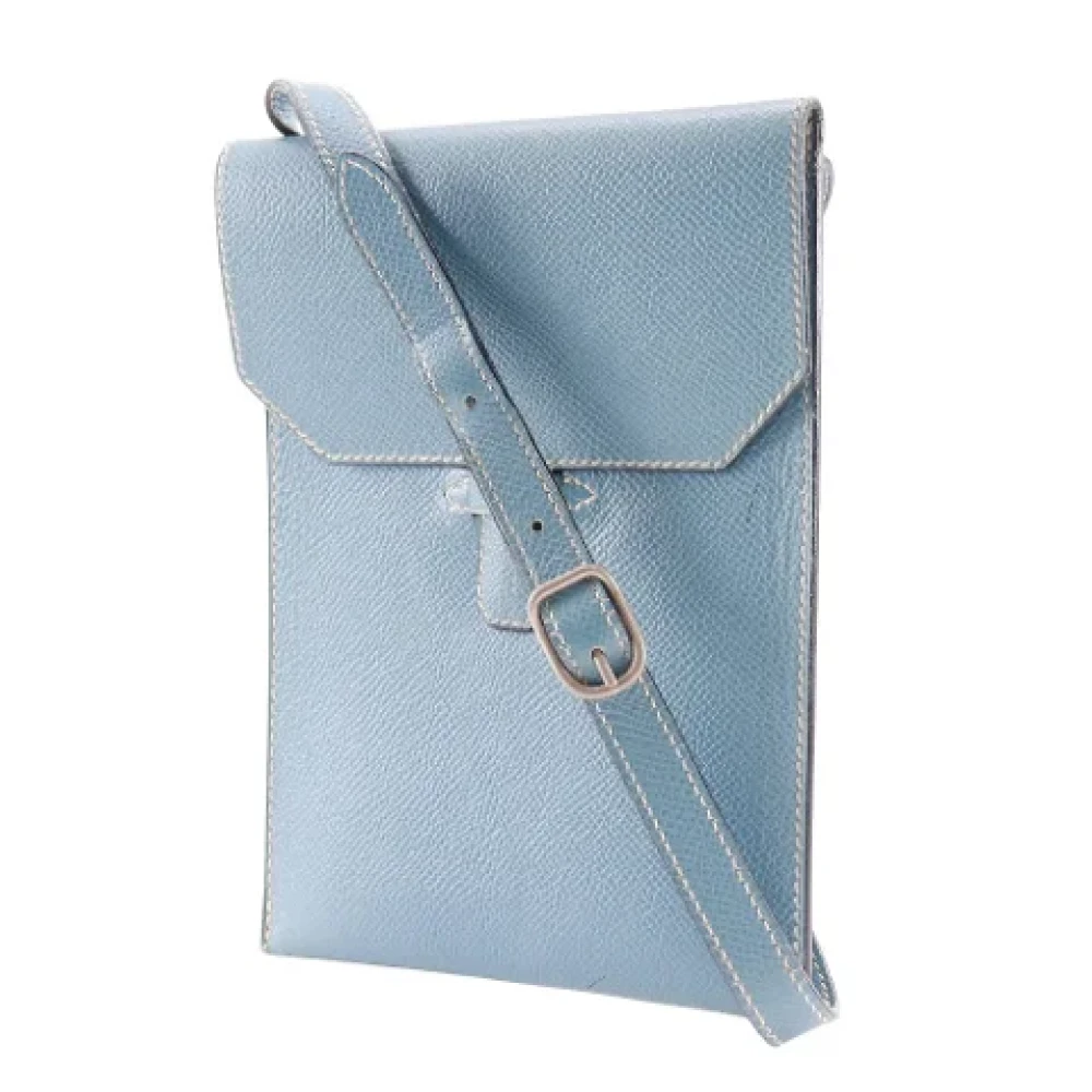 Hermès Vintage Pre-owned Leather crossbody-bags Blue Dames
