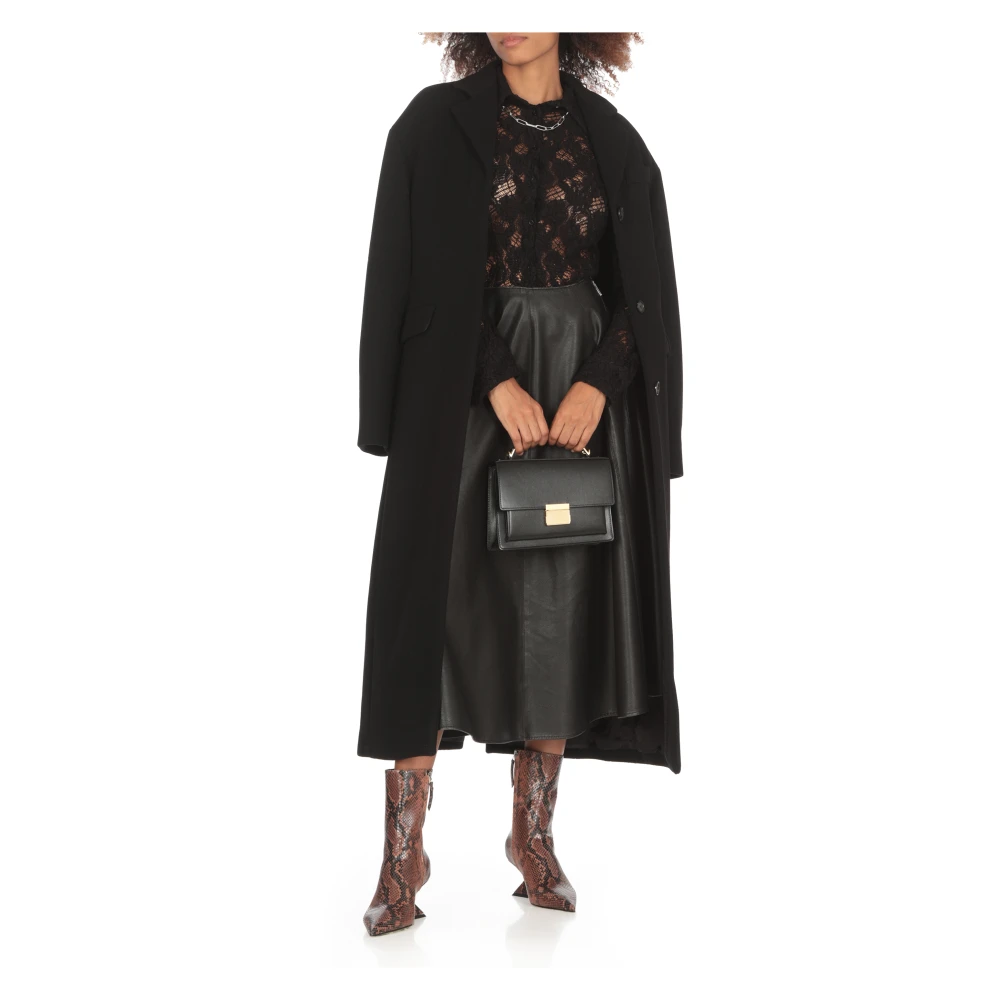 Msgm Zwarte Synthetisch Leren Rok Black Dames