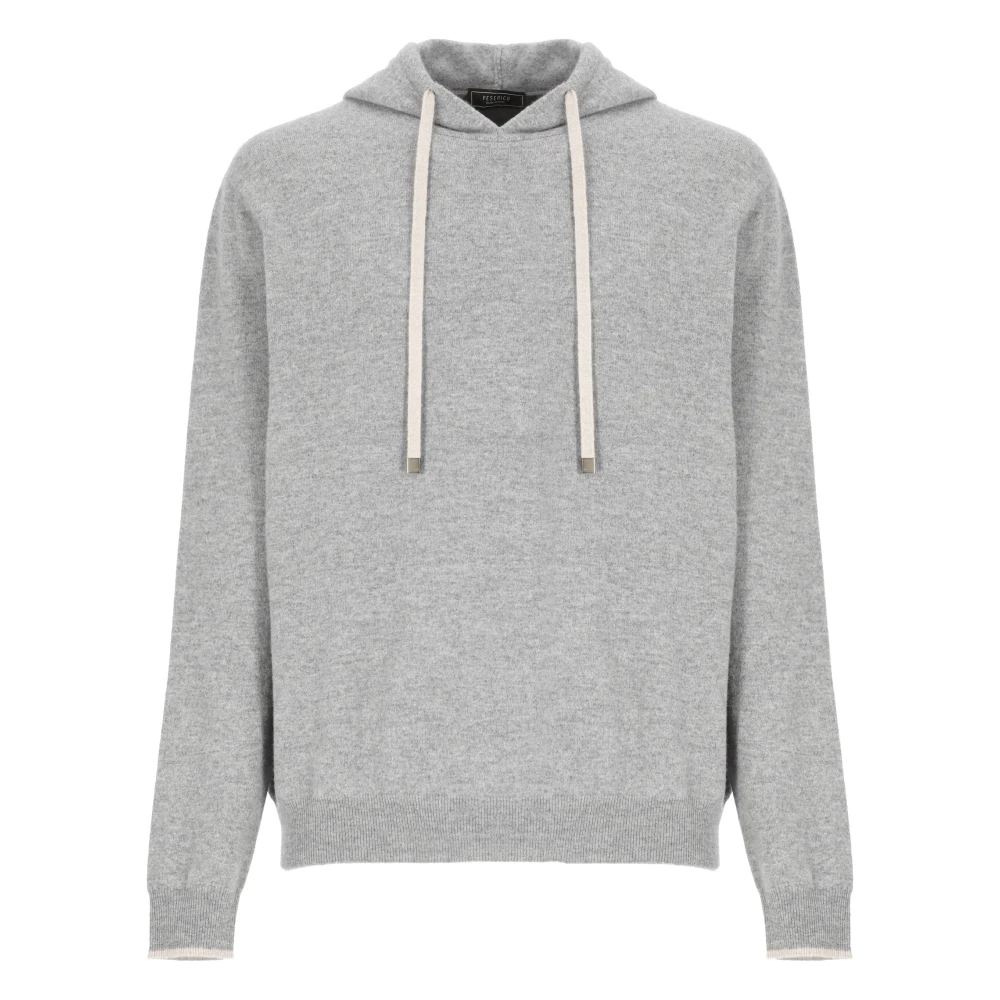 PESERICO Grijze Wollen Hoodie Gray Heren