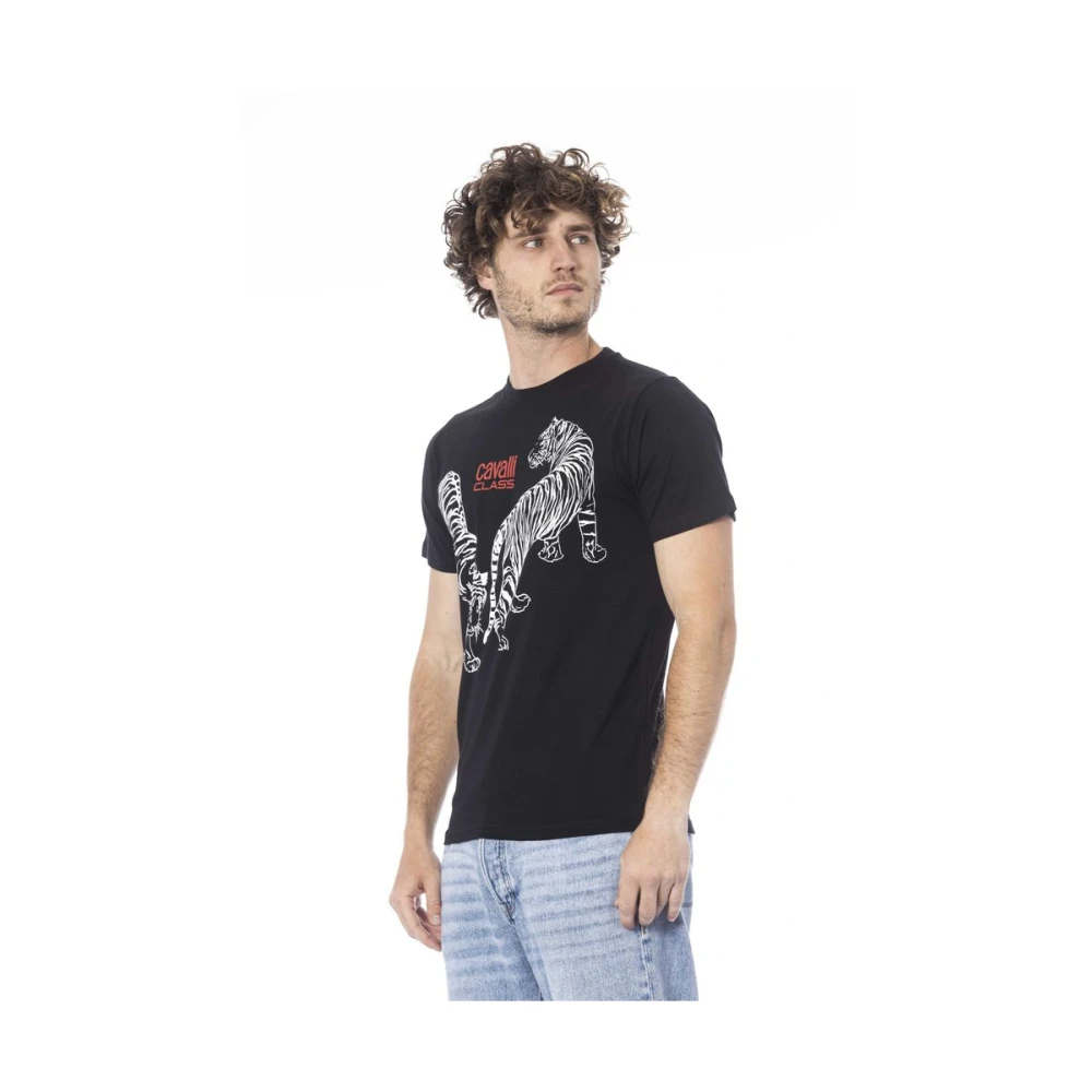 Cavalli Class Zwart Logo Print T-Shirt Black Heren