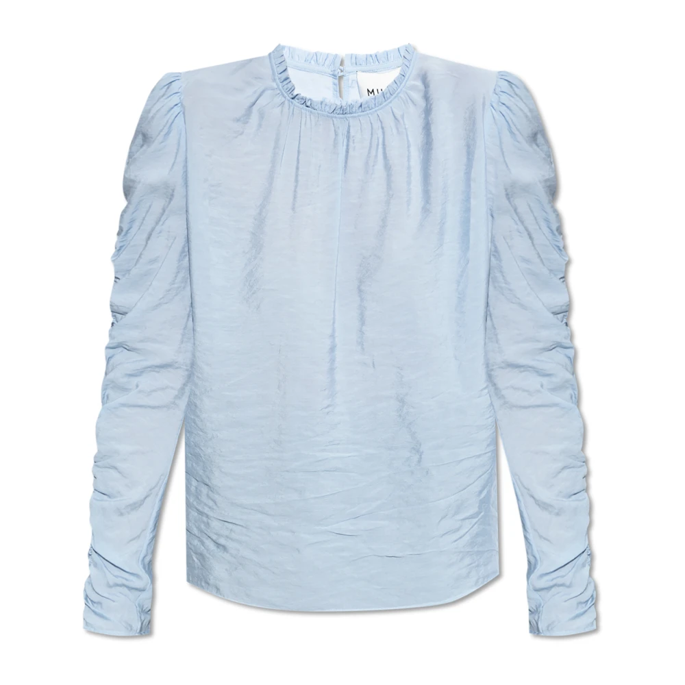 Munthe Elegante Ruche Detail Top Lichtblauw Blue Dames
