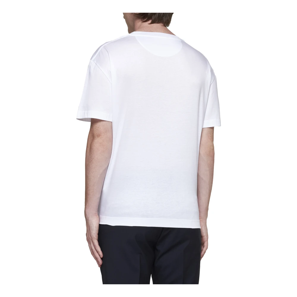 Valentino Wit T-shirt met V-logo plaque White Heren