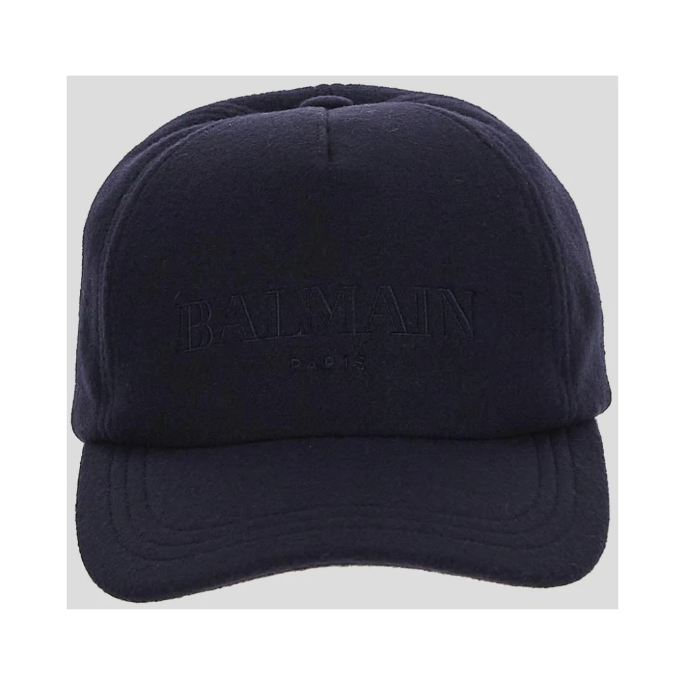 Balmain Polyester Logo Cap Blue Heren