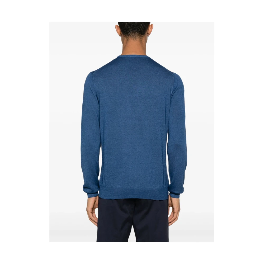 La Fileria Saffierblauwe Crew Neck Sweater Blue Heren