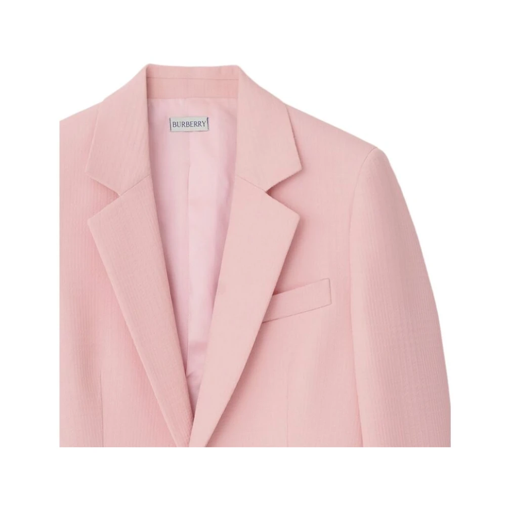 Burberry Lichtroze wollen jas met inkeping revers Pink Dames