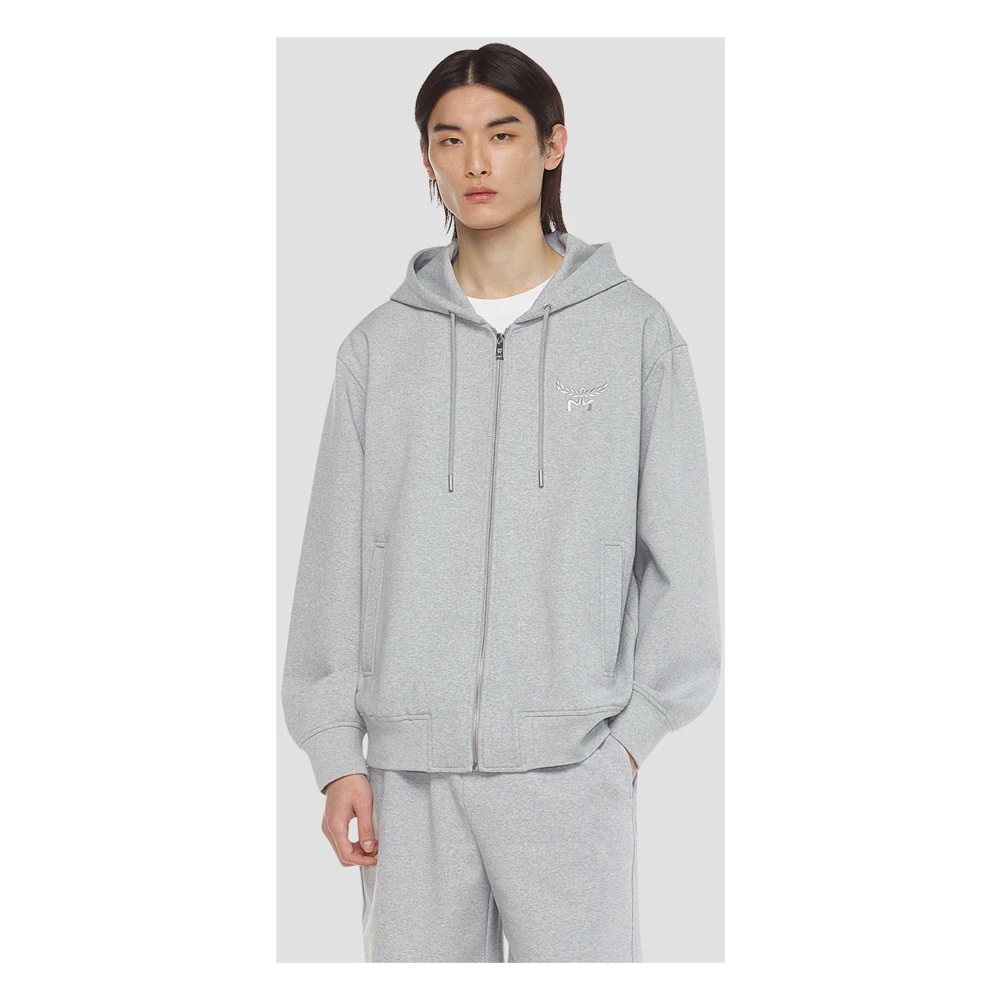 MCM Hoodie Essential in Romanit met Logo Gray Heren