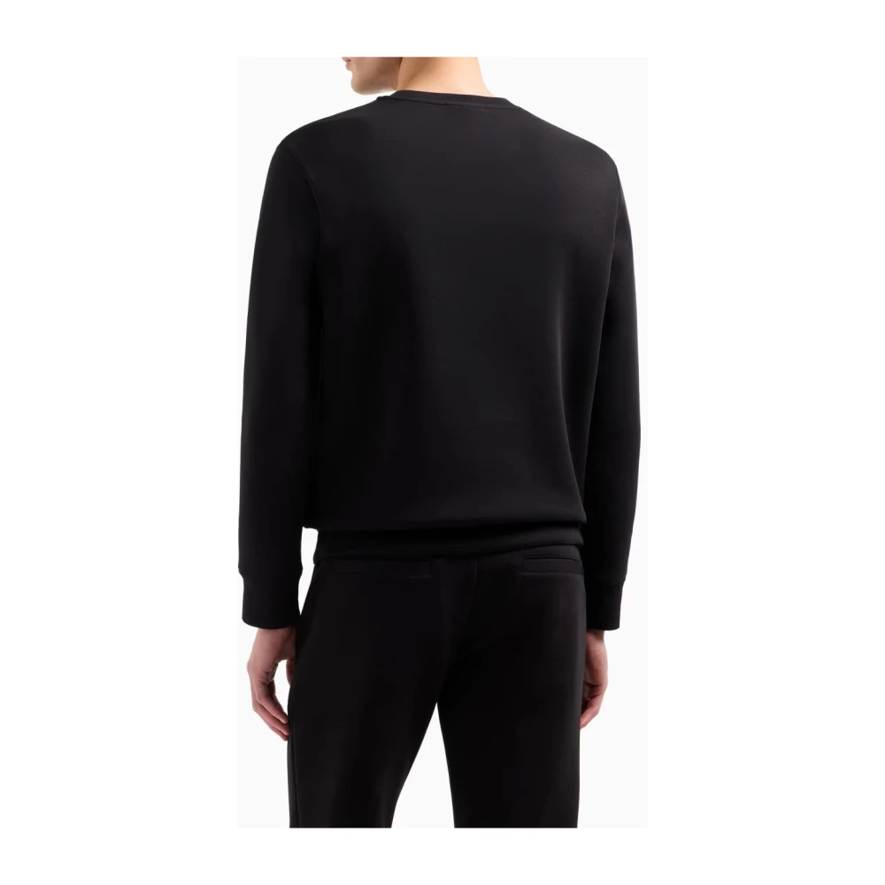 Emporio Armani Zwarte Sweatshirt met Intricate Borduurwerk Black Heren
