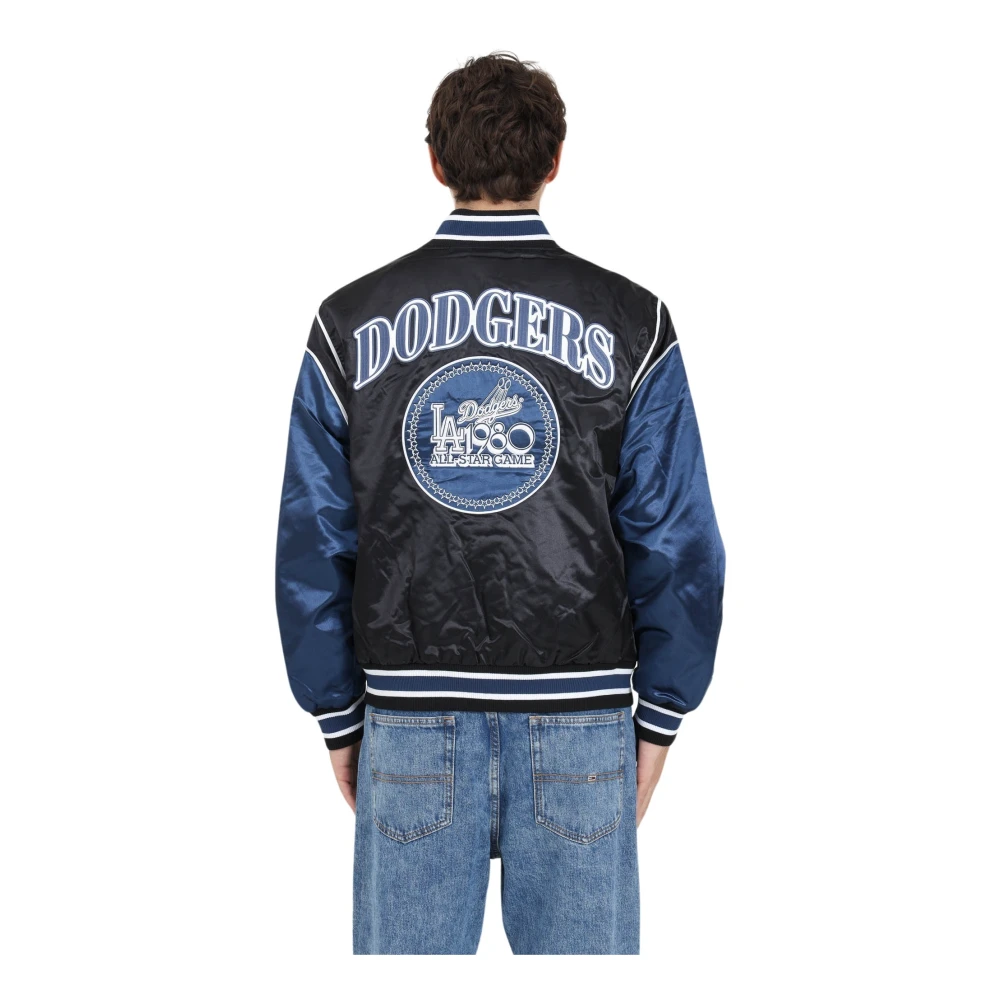 new era Satijnen blauw-zwarte jas met teamlogo Black Heren