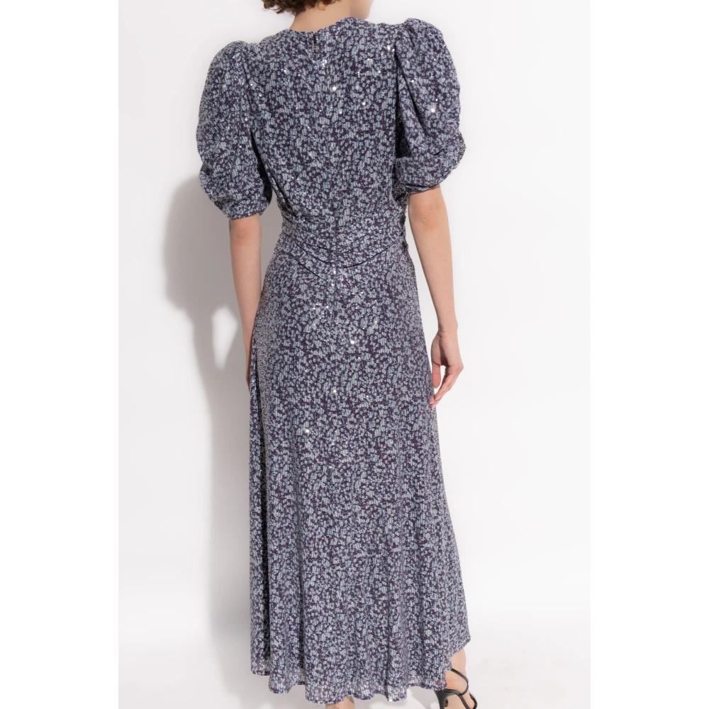 Rotate Birger Christensen Jurk met pofmouwen Purple Dames