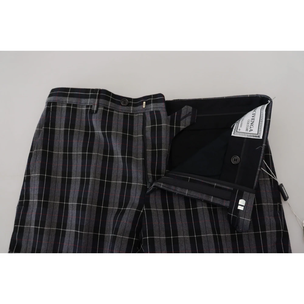 Bencivenga Grijze Geruite Slim Fit Chino Broek Gray Heren
