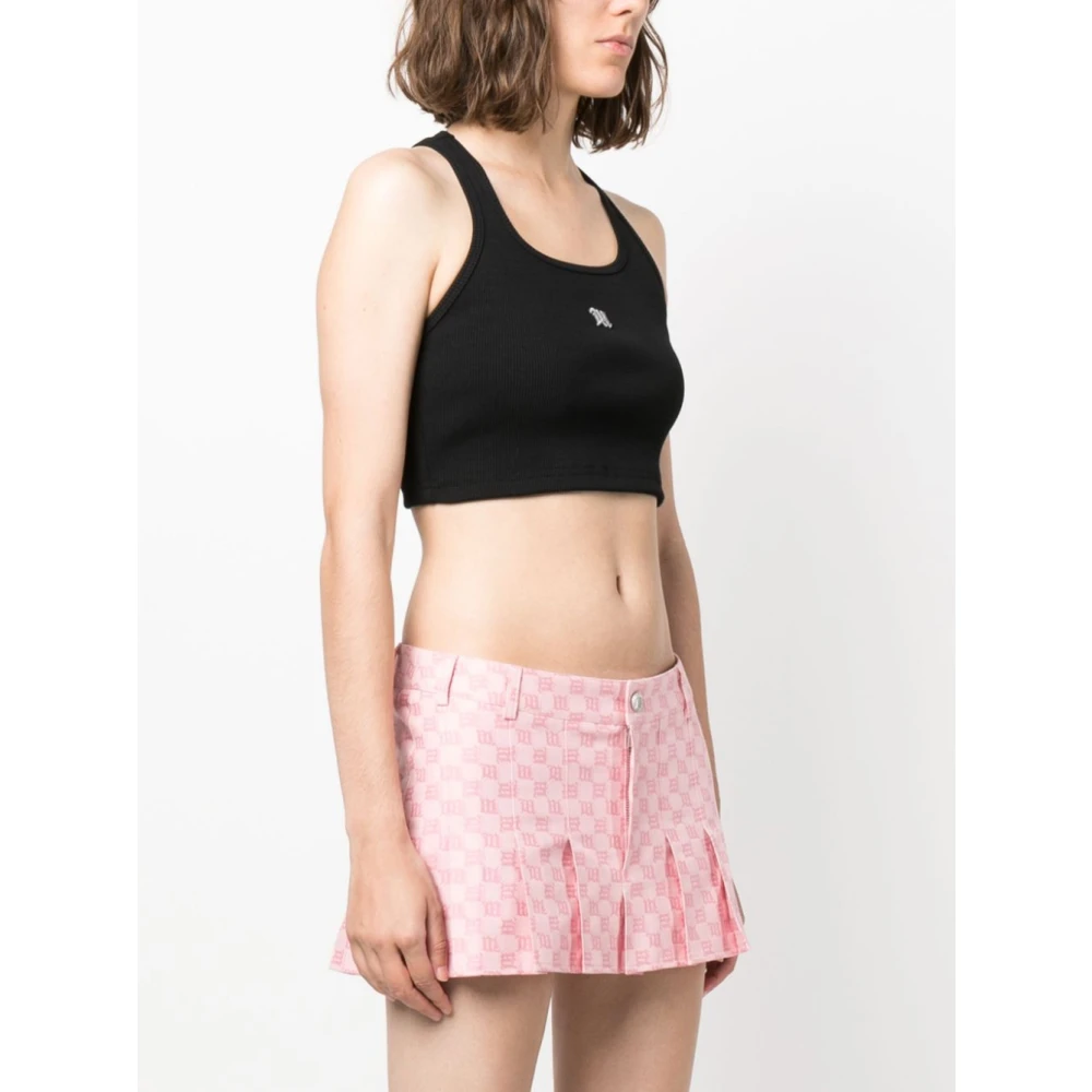 Misbhv Zwarte Geribbelde Crop Top Black Dames